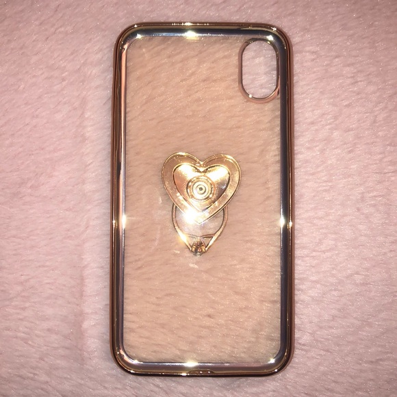 iPhone XR Rose Gold Heart Ring Stand Phone Case - Picture 2 of 5